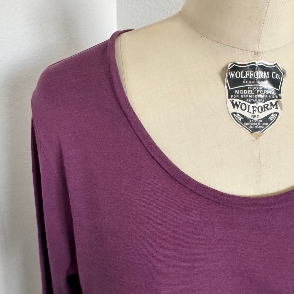 Eileen Fisher | Purple Marled Yarn Silk and Cotton Blend Long Sleeve Tee Size L - Picture 7 of 8